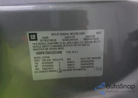 2007 Chevrolet Tahoe Ltz from USA, damaged, VIN 1GNFK13047J373446